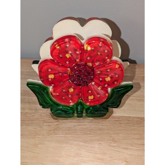 Vintage 1974 Design Gifts International Lucite Floral Mail Holder Napkin Holder - Picture 1 of 7
